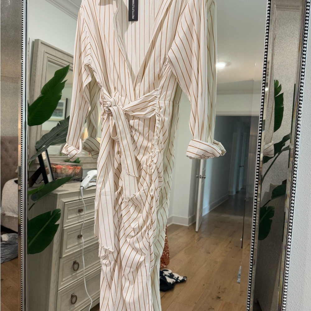 NWT PRETTYLITTLETHINGS Striped Wrap Dress